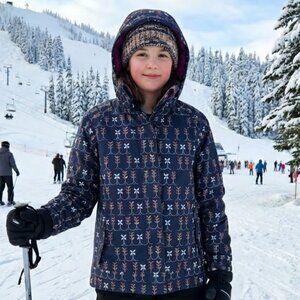 Roxy Girls sz XL Insulanted Snowboard / Ski Jacket blue floral pattern